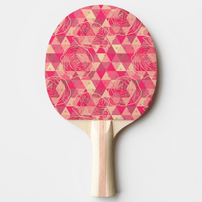 Pala De Ping Pong Patrón geométrico de las flores (Anverso)