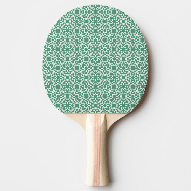Pala De Ping Pong Patrón geométrico sin fisuras verde esmeralda blan (Anverso)