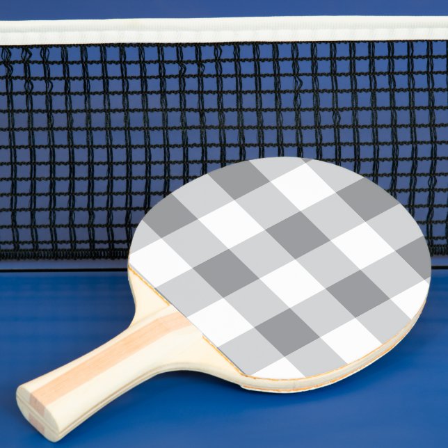 Pala De Ping Pong Patrón Gingham Gris Y Blanco (in situ)