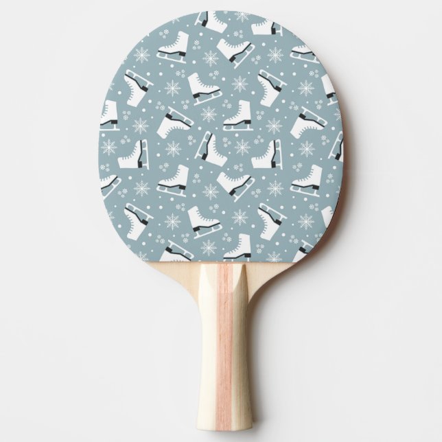 Pala De Ping Pong Patrón invernal con patines de hielo (Anverso)