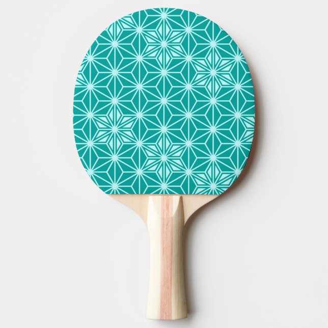 Pala De Ping Pong Patrón japonés de Asanoha - turquesa (Anverso)