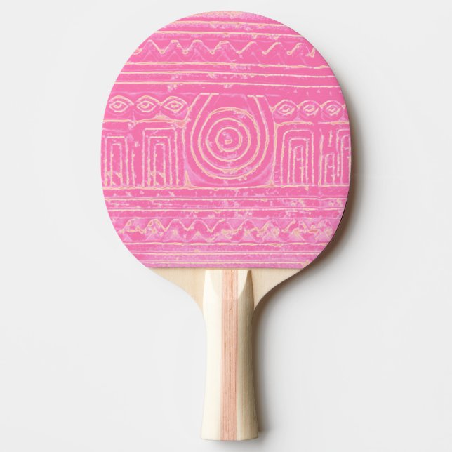 Pala De Ping Pong Patrón mesopotamiano sumeriano antiguo rosado (Anverso)