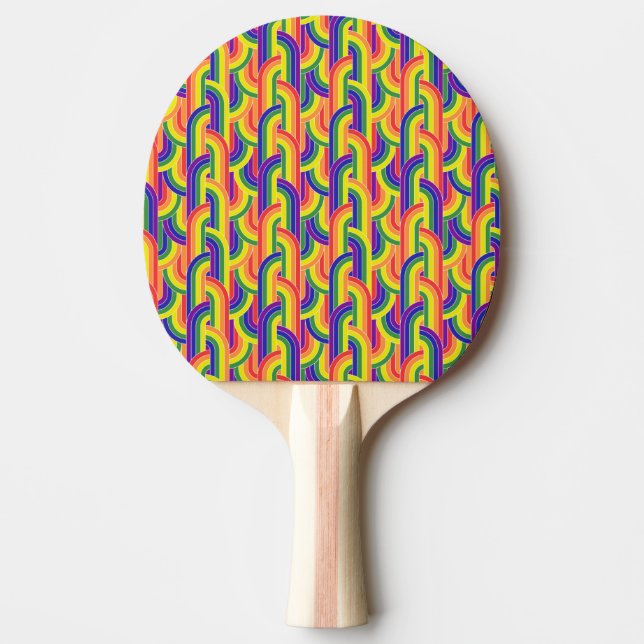 Pala De Ping Pong Patrón moderno arco iris (Anverso)