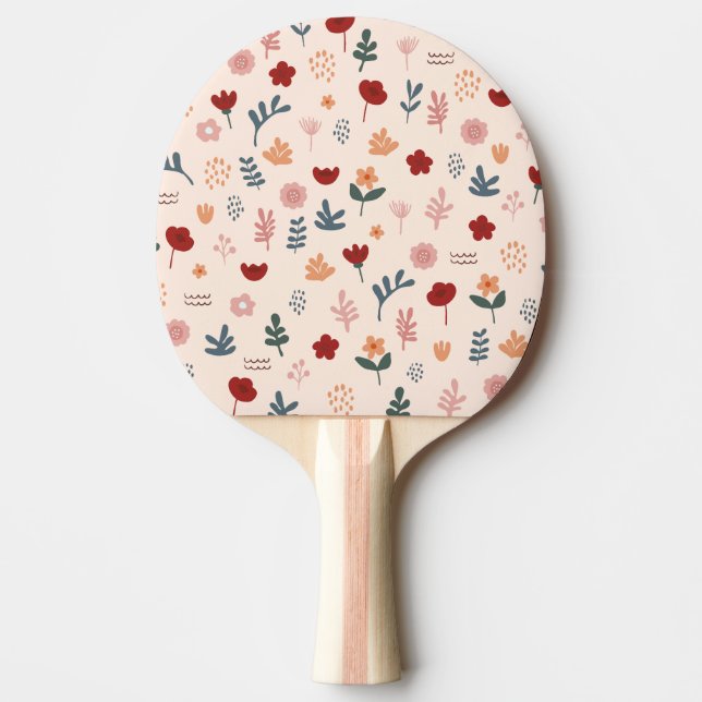 Pala De Ping Pong Patrón moderno de flores estéticas (Anverso)