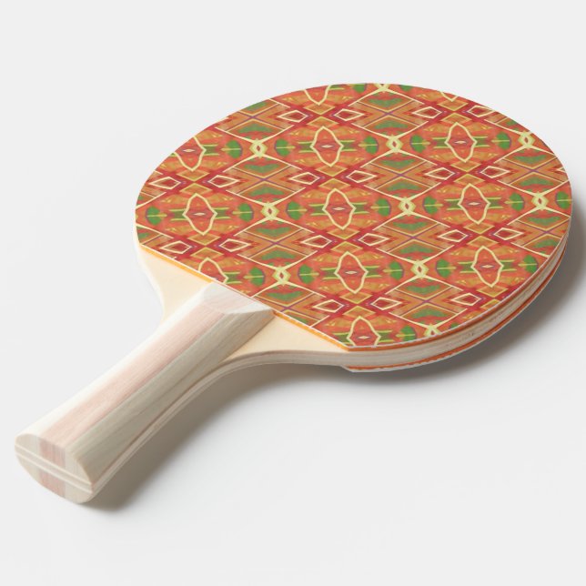 Pala De Ping Pong patrón naranja (Ángulo trasero)