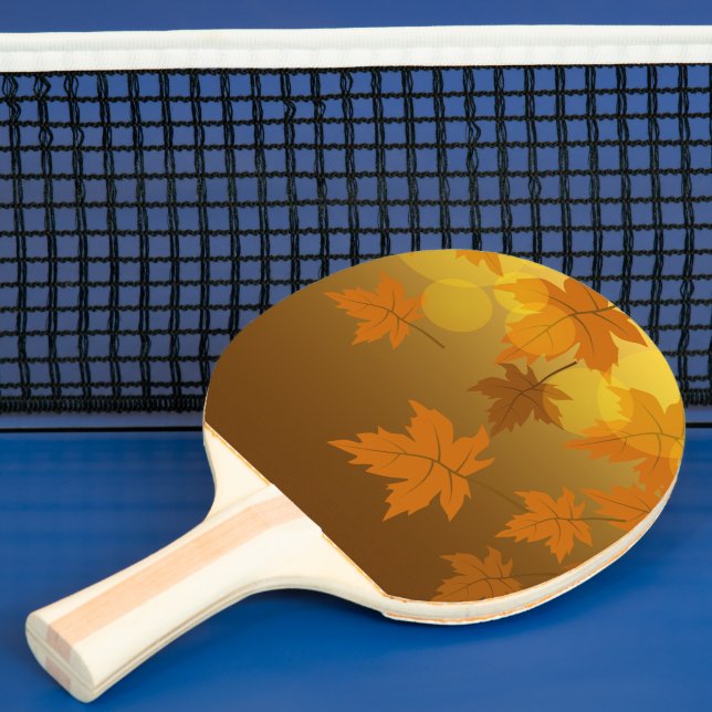 Pala De Ping Pong Patrón otoñal con hojas de arce en caída y bokeh (in situ)
