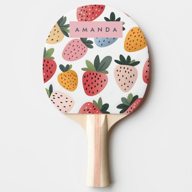 Pala De Ping Pong Patrón personalizado de fresa de fruta (Anverso)