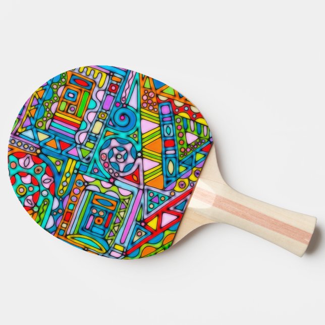 Pala De Ping Pong Patrón Pintado A Mano Y Digitalmente Art 53 (Lateral)