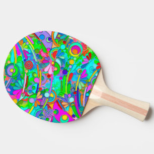 Pala De Ping Pong Patrón Pintado A Mano Y Digitalmente Artículo 18