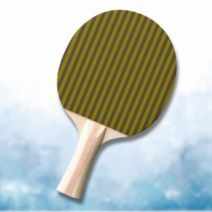 Pala De Ping Pong Patrón rayado en color marrón chocolate y verde ol