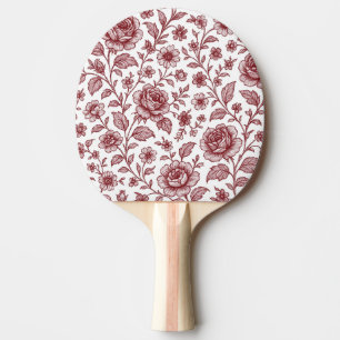 Pala De Ping Pong Patrón Rosa de color rojo oscuro