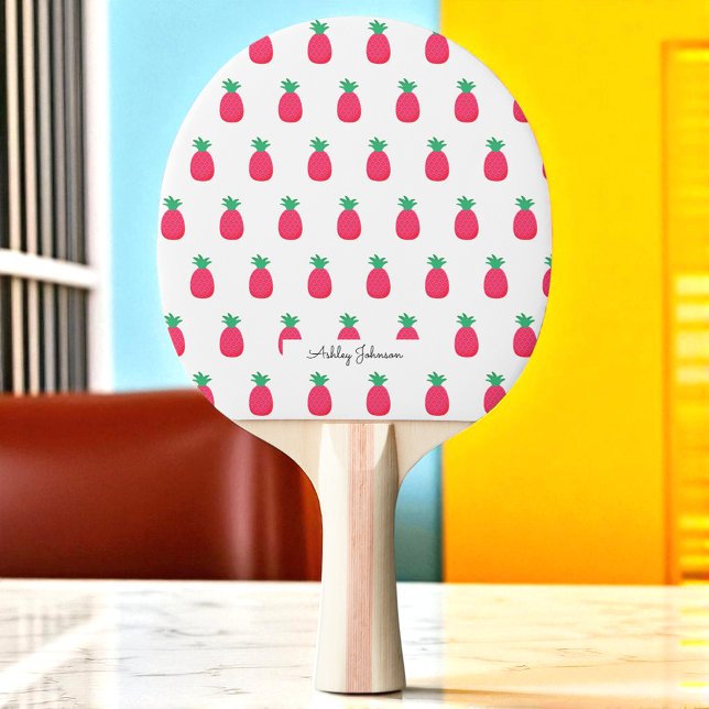 Pala De Ping Pong Patrón rosa de piña blanca (Subido por el creador)