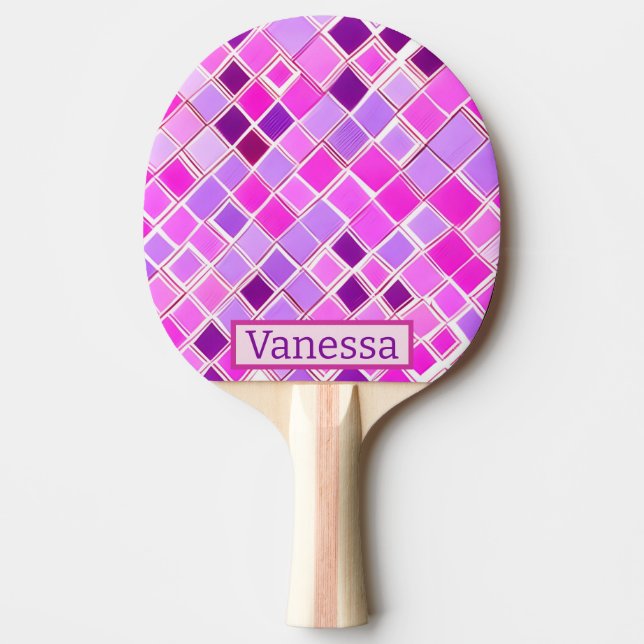 Pala De Ping Pong Patrón rosa y violeta de ciruela (Anverso)