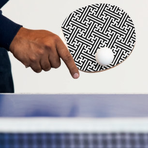 Pala De Ping Pong Patrón Sayagata, japonés, negro y blanco