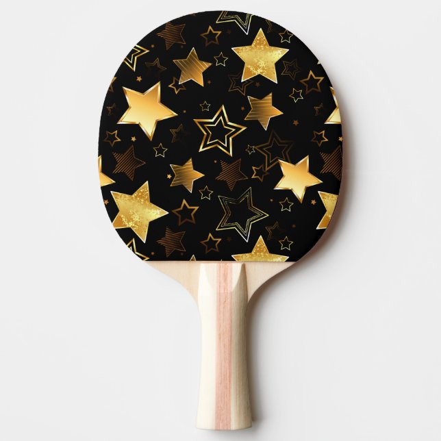 Pala De Ping Pong Patrón sin foco con las estrellas doradas (Anverso)