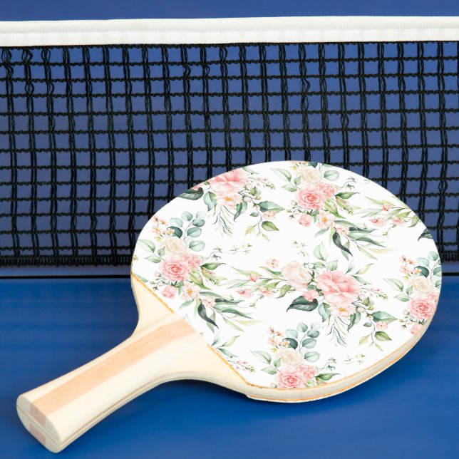 Pala De Ping Pong Patrón suave de flor rosa rosada en pasto (in situ)