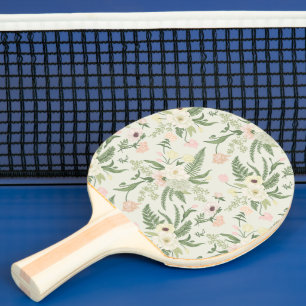 Pala De Ping Pong Patrón suave de flores de jardín verde