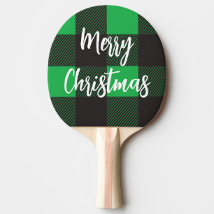 Pala De Ping Pong Patrón verde plastificado Feliz Navidad
