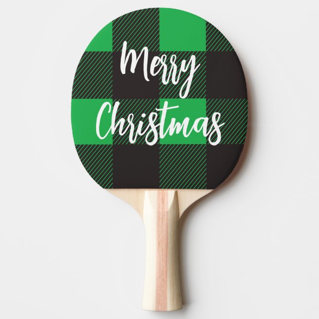 Pala De Ping Pong Patrón verde plastificado Feliz Navidad (Anverso)