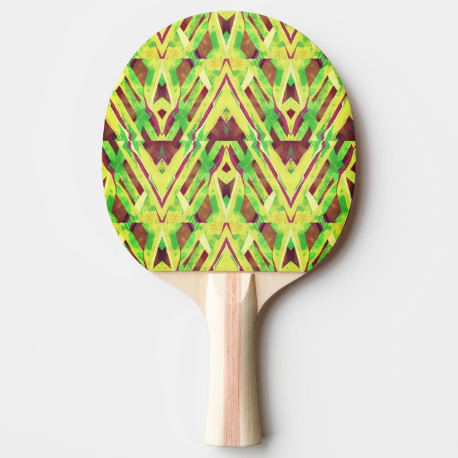 Pala De Ping Pong Patrón verde y marrón (Anverso)