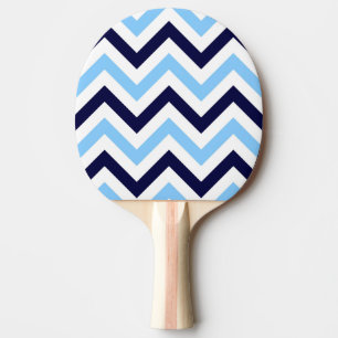 Pala De Ping Pong Patrón ZigZag de Chevron grande blanco, azul cielo