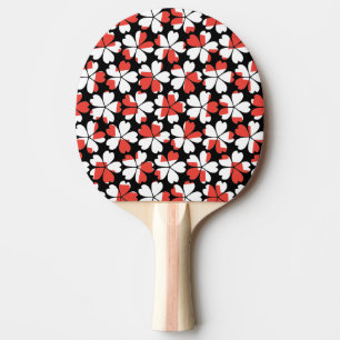 Pala De Ping Pong Patrones de flores blancas rojas lisas