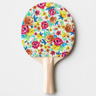 Pala De Ping Pong Patrones de rosas vintage coloridos lindos