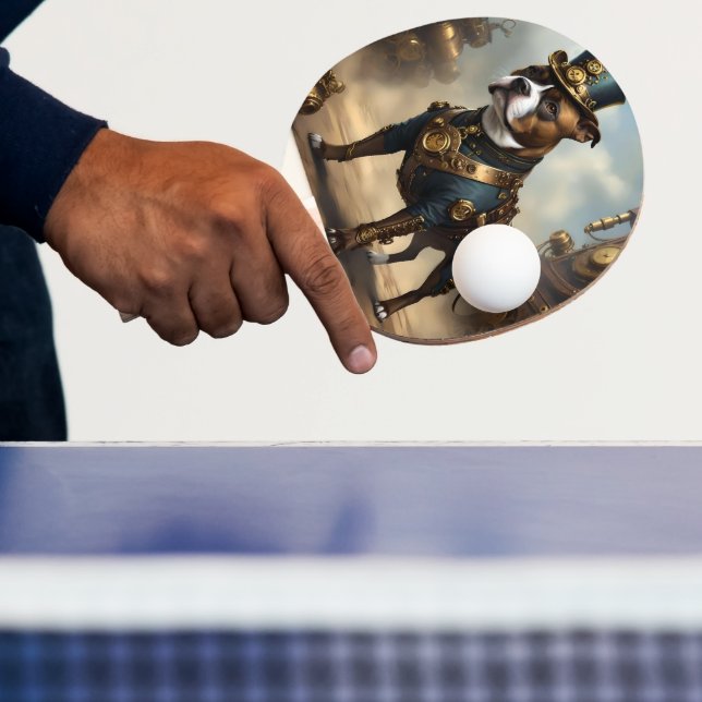 Pala De Ping Pong Paws mecánicos: Steampunk Staffordshire Terrier (in situ)