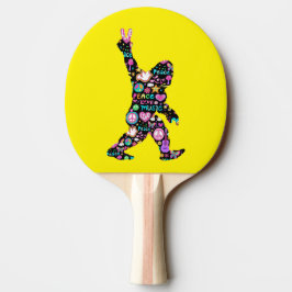 Pala De Ping Pong Paz Amor Bigfoot Hippie Divertido Amante de Bigfoo