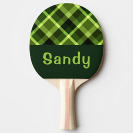 Pala De Ping Pong Pea Green Plaid Monograma Ping Pong Paddle