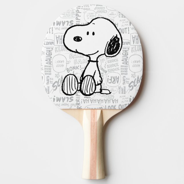 Pala De Ping Pong PEANUTS | Snoopy on Black White Comics (Anverso)