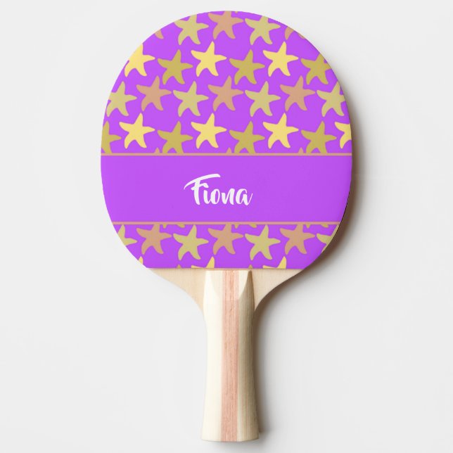 Pala De Ping Pong Pechuga colorida sobre morado (Anverso)