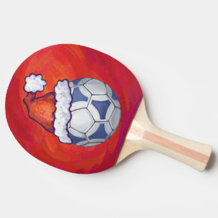 Pala De Ping Pong Pelota de fútbol azul y blanca en rojo