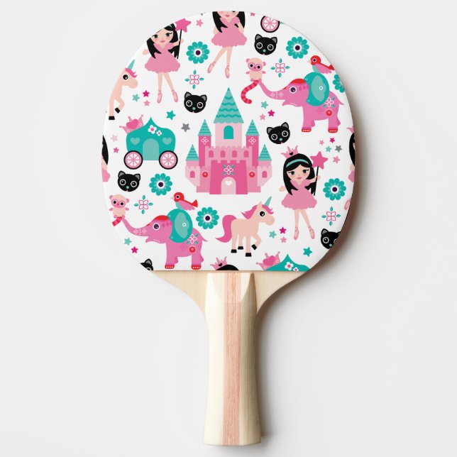 Pala De Ping Pong Pequeña princesa rosada linda Unicorn Magical (Anverso)