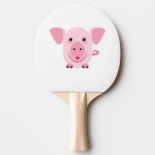 Pala De Ping Pong Pequeño cerdo rosa feliz y lindo