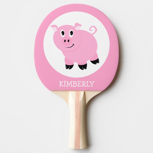 Pala De Ping Pong Pequeño cerdo rosado personalizado (Anverso)