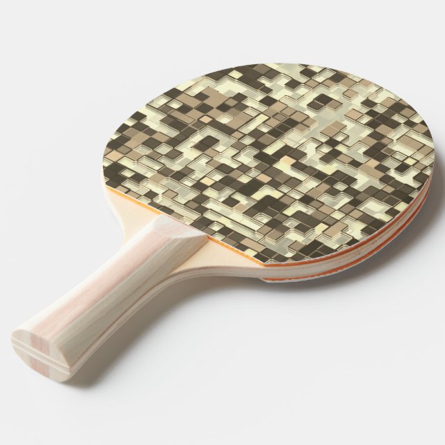 Pala De Ping Pong Pequeños cuadros en tonos beige marrón (Ángulo frontal)