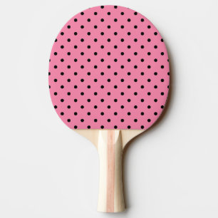 Pala De Ping Pong Pequeños puntos de polka negro sobre rosa caliente