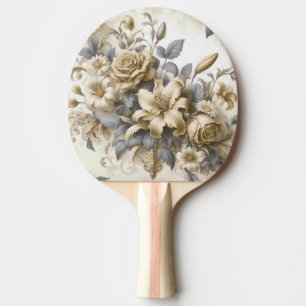 Pala De Ping Pong Perfección floral amarilla antigüa