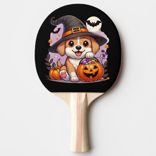 Pala De Ping Pong Perro/cachorro de Halloween (Anverso)