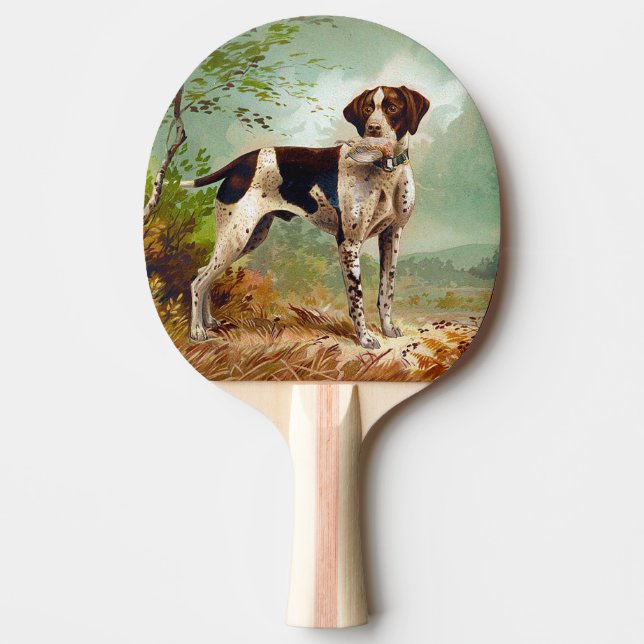Pala De Ping Pong Perro cazador con pájaro en la boca (Anverso)