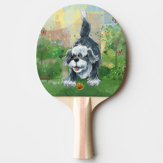 Pala De Ping Pong Perro de oveja agobiante (Anverso)