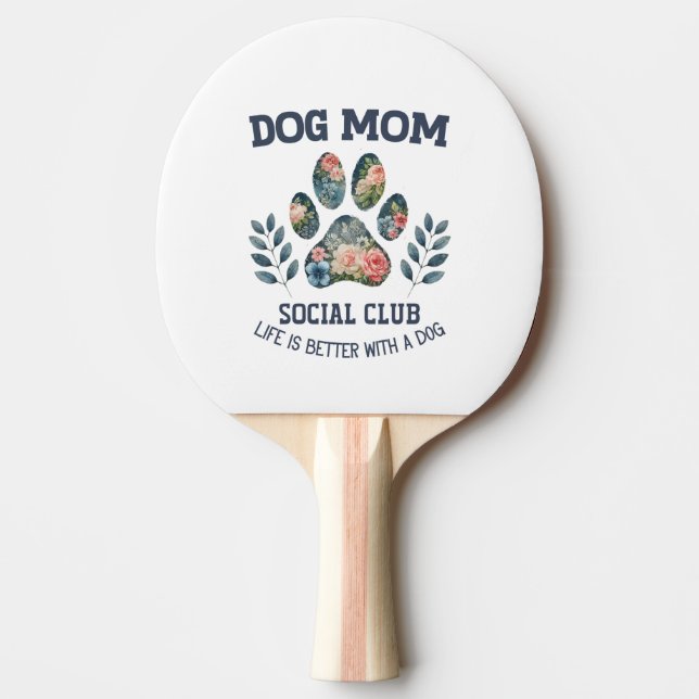 Pala De Ping Pong Perro Mom Paw Floral (Anverso)