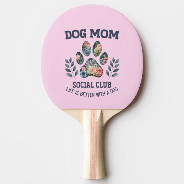 Pala De Ping Pong Perro Mom Paw Floral (Anverso)