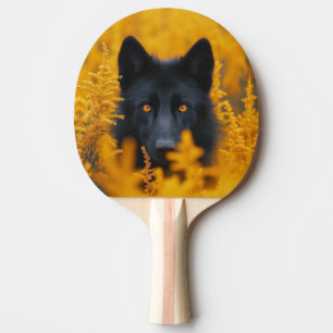 Pala De Ping Pong Perro negro con ojos de oro asombrosos