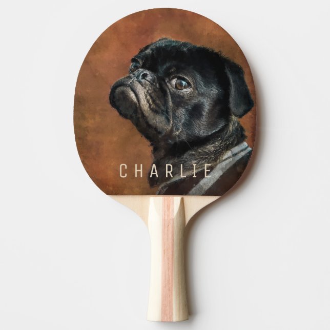 Pala De Ping Pong Perro negro pug (Anverso)