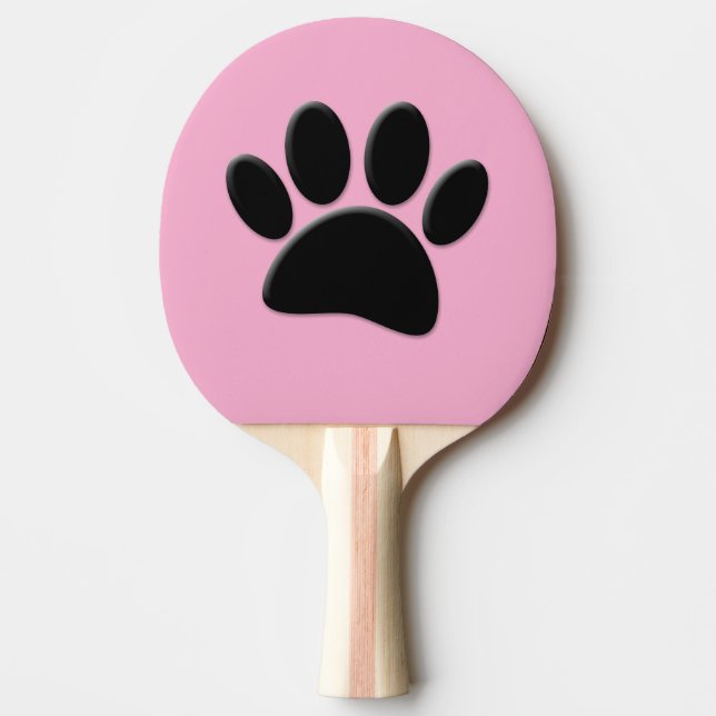 Pala De Ping Pong Perro Pawprint Rosa (Anverso)