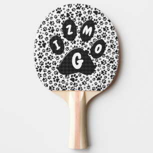 Pala De Ping Pong Perro Paws Black and White Polka Dot Ping Pong