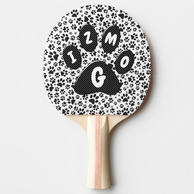 Pala De Ping Pong Perro Paws Black and White Polka Dot Ping Pong (Anverso)
