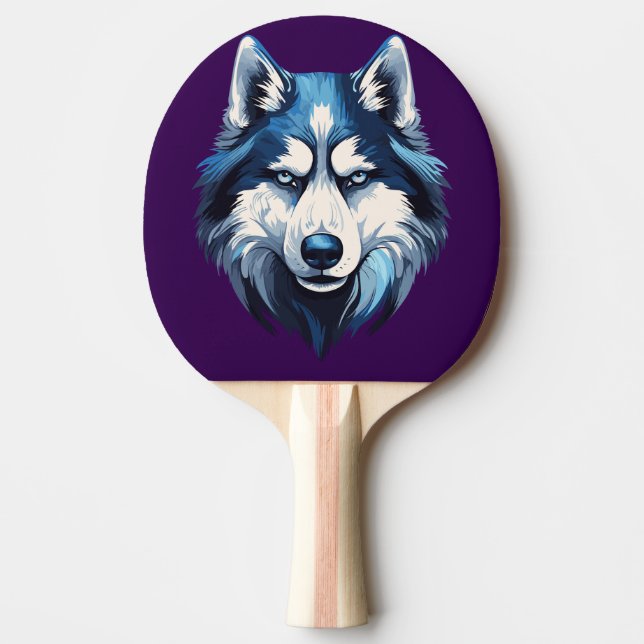Pala de Ping Pong Perro Siberiano Serio (Anverso)